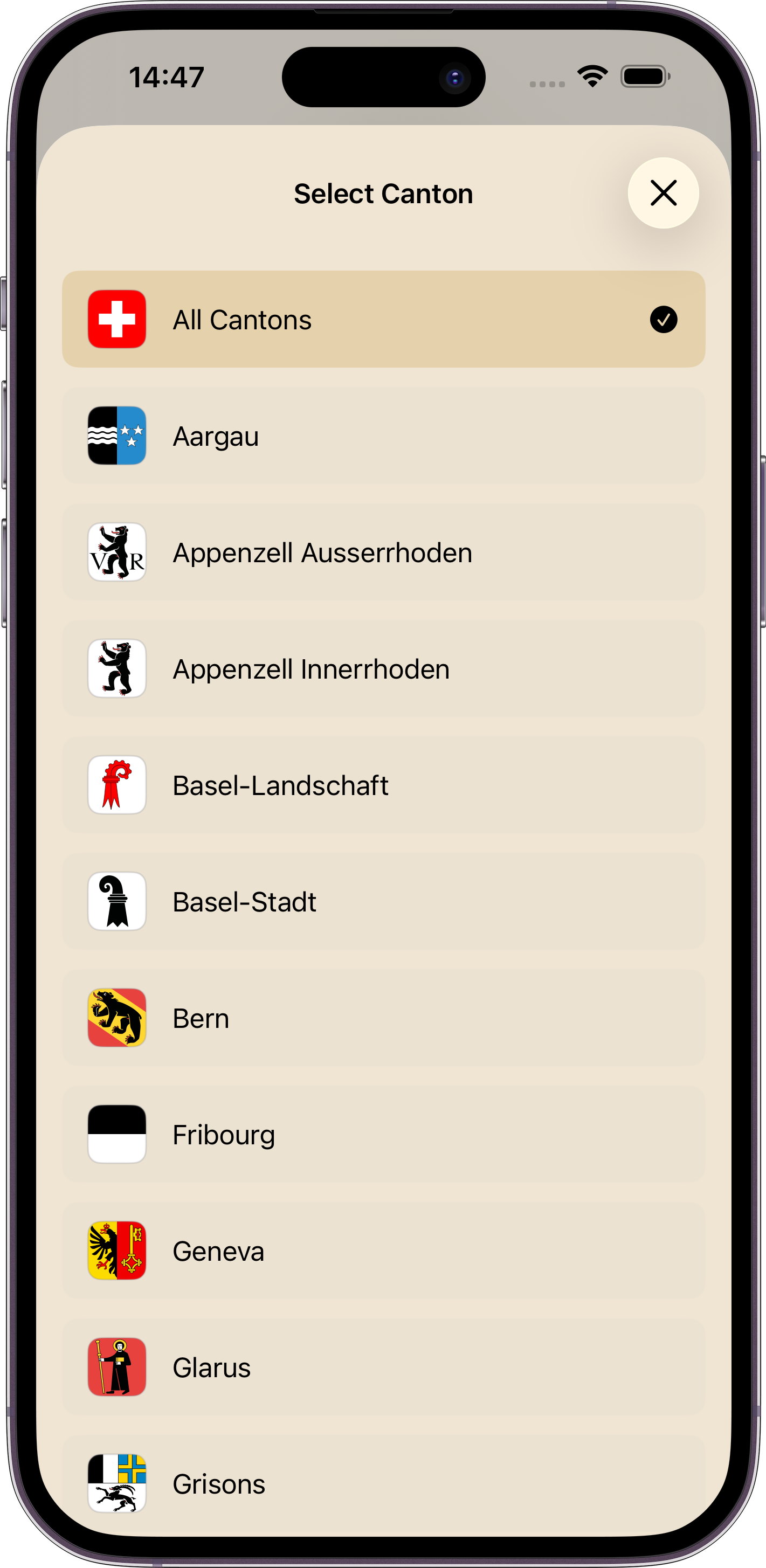 Compare all 26 cantons